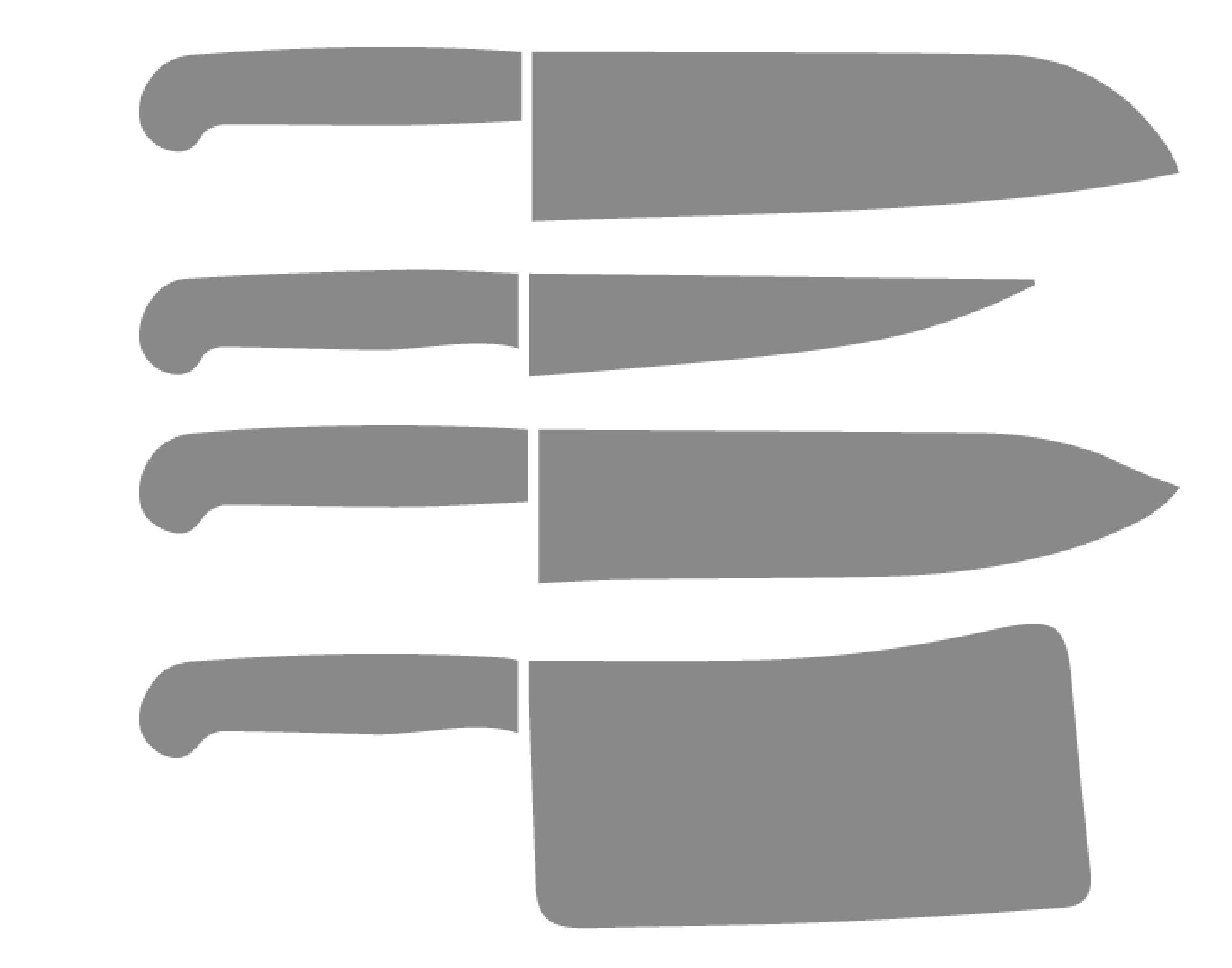 ・Stainless kitchen knife<br />
・ Kitchen knife made of iron and steel<br />
・Titanium kitchen knife<br />
・Broad-blade kitchen knife<br />
・Slender kitchen knife for sashimi cutting<br />
