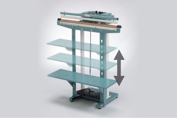 A height-adjustable table is installed