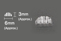 A half-moon shaped weld mark appears after sealing.
